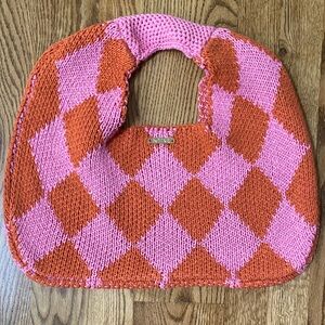 NWOT Kopari knitted argyle clutch handbag purse preppy Preppycore soft
